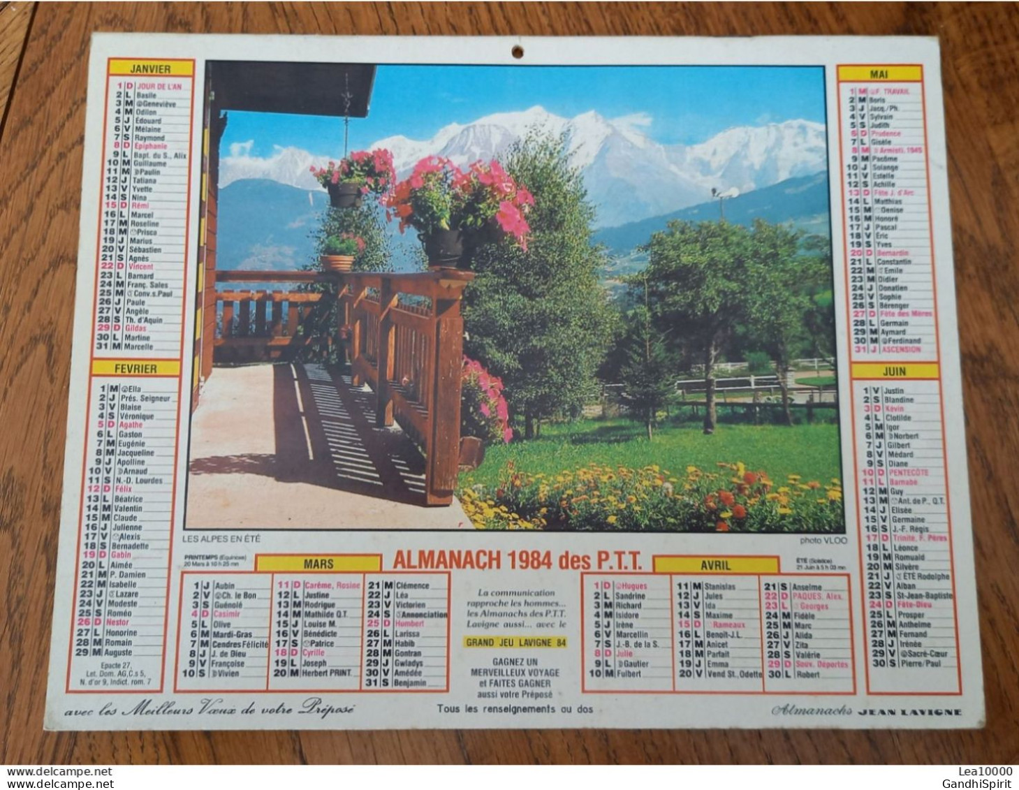 1984 Calendrier Du Département De L'Aube - Les Alpes En été, Manigod Au Printemps, Haute Savoie - Grossformat : 1981-90