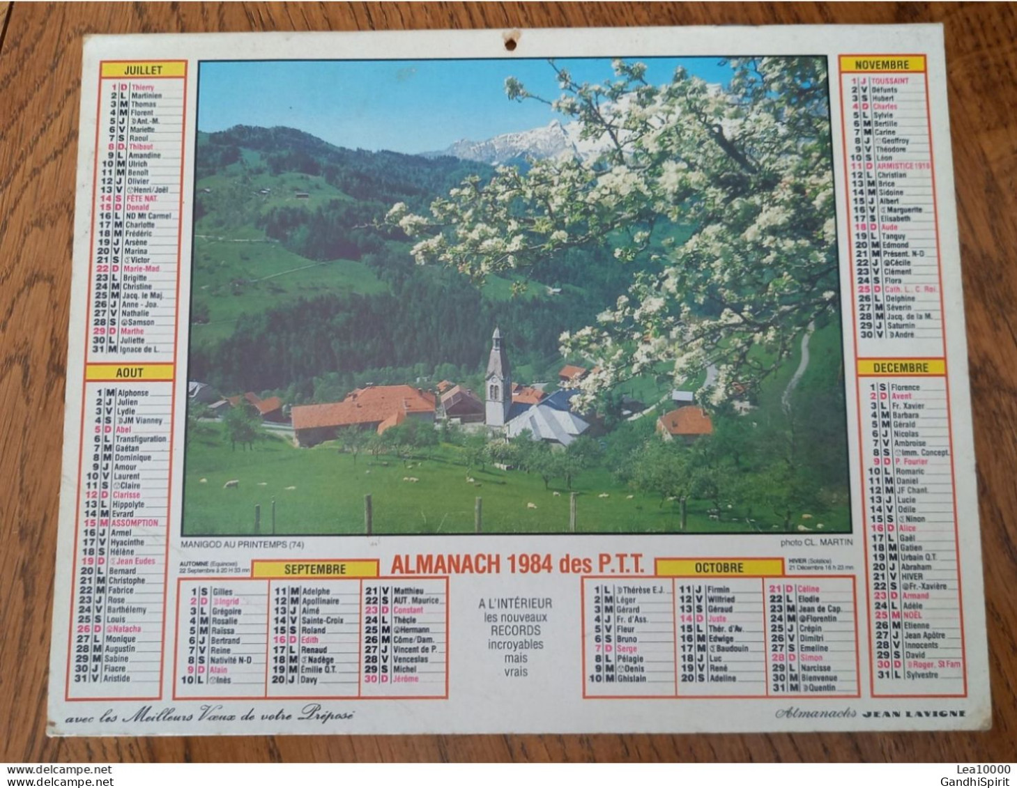 1984 Calendrier Du Département De L'Aube - Les Alpes En été, Manigod Au Printemps, Haute Savoie - Tamaño Grande : 1981-90