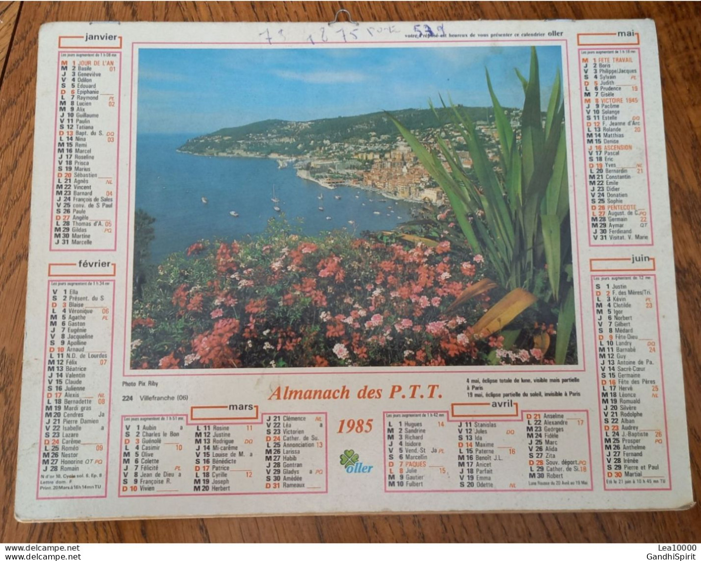 1985 Calendrier Du Département De L'Aube - Villefranche Sur Mer - Hortillonnages Dans La Somme, Barques - Formato Grande : 1981-90