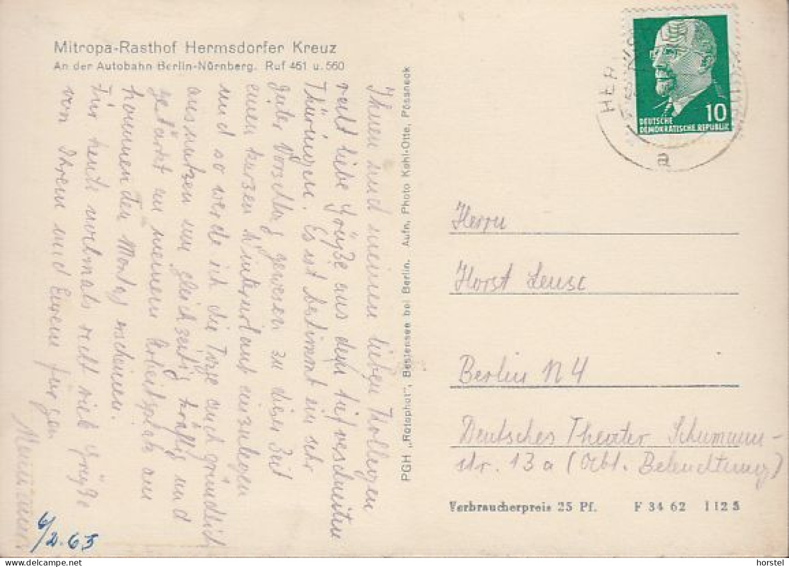 D-07629 Hermsdorf - Mitropa Rasthof Hermsdorfer Kreuz - Autobahn Berlin-Nürnberg - Stamp - Hermsdorf