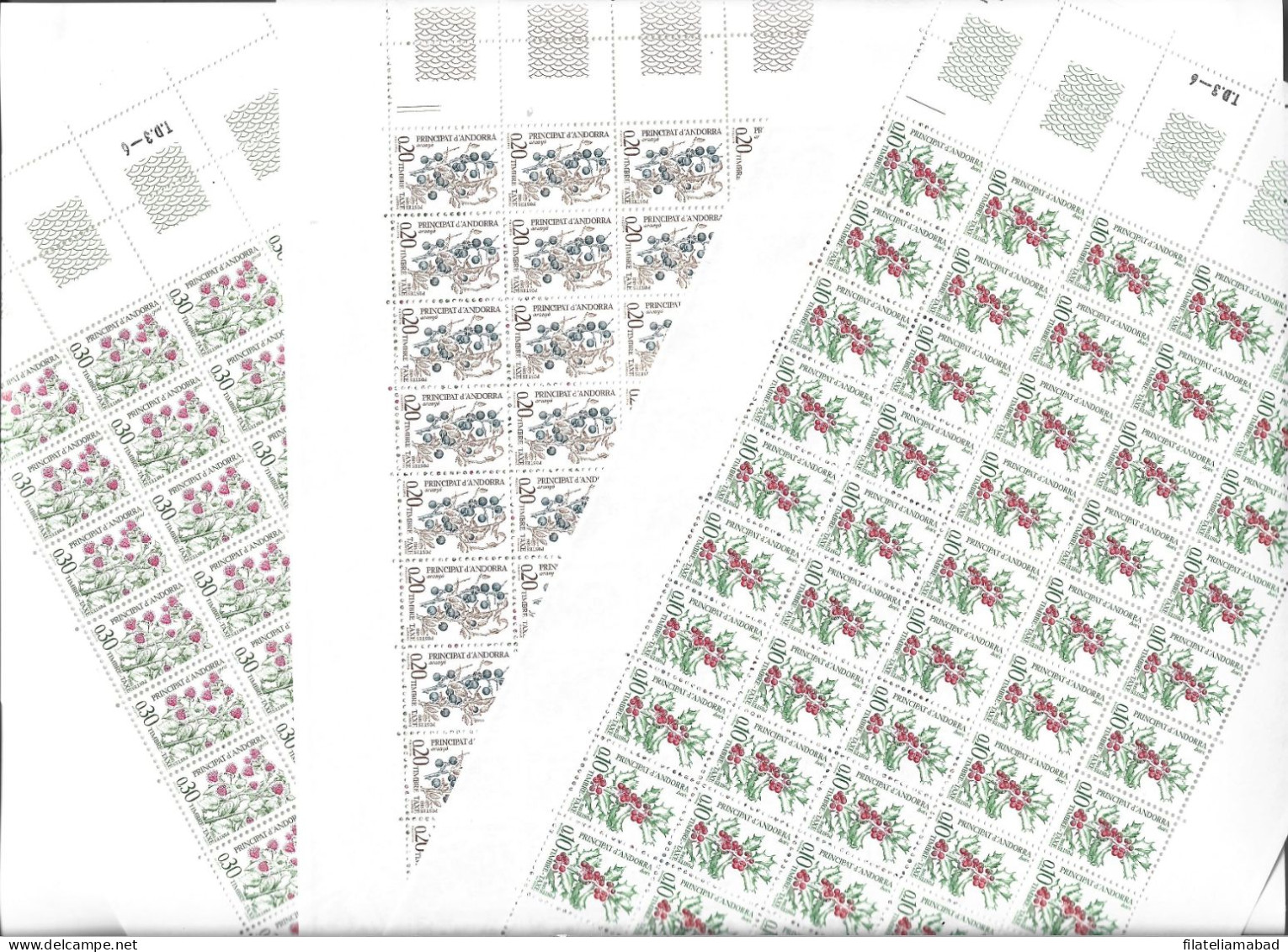 ANDORRA 50 SERIES HOJAS ENTERAS SELLOS TAXA MUY BONITA SERIE FRUTOS. (C.TAXA) - Blocs-feuillets