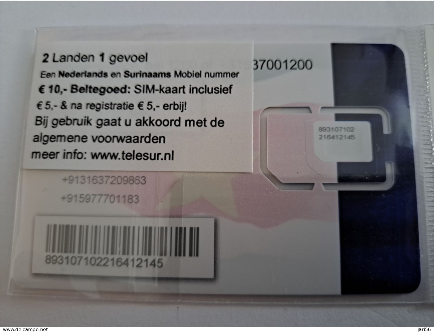 SURINAME  TELESUR   SIMCARD /TWEELANDENSIM SURINAME/NETHERLANDS  MINT IN WRAPPER (R) DIFFERENT  NEW CHIP !!  ** 15535** - Suriname