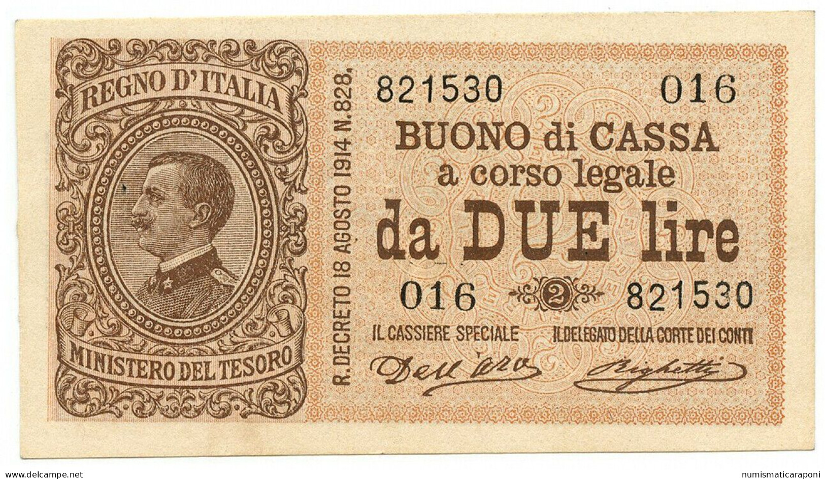 2 Lire Vitt. Em. III° Serie 086 1917 R2 Sup/q.fds Ottimi Colori E Carta LOTTO 465 - Italia – 2 Lire