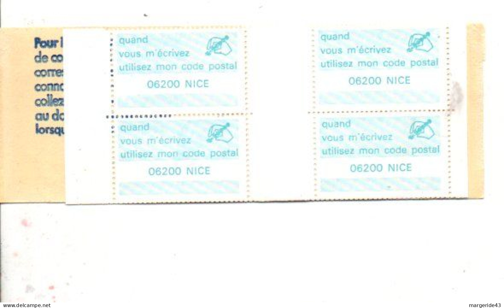 CARNET CODE POSTAL - 06200 NICE BLEU - Blocks Und Markenheftchen