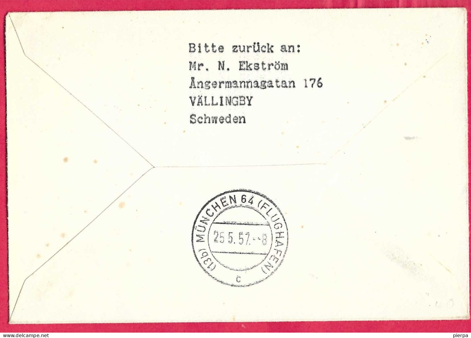 DANMARK - FIRST NIGHT FLIGHT SAS  FROM KOBENHAVN TO MUNCHEN *24.5.57* ON OFFICIAL COVER - Airmail