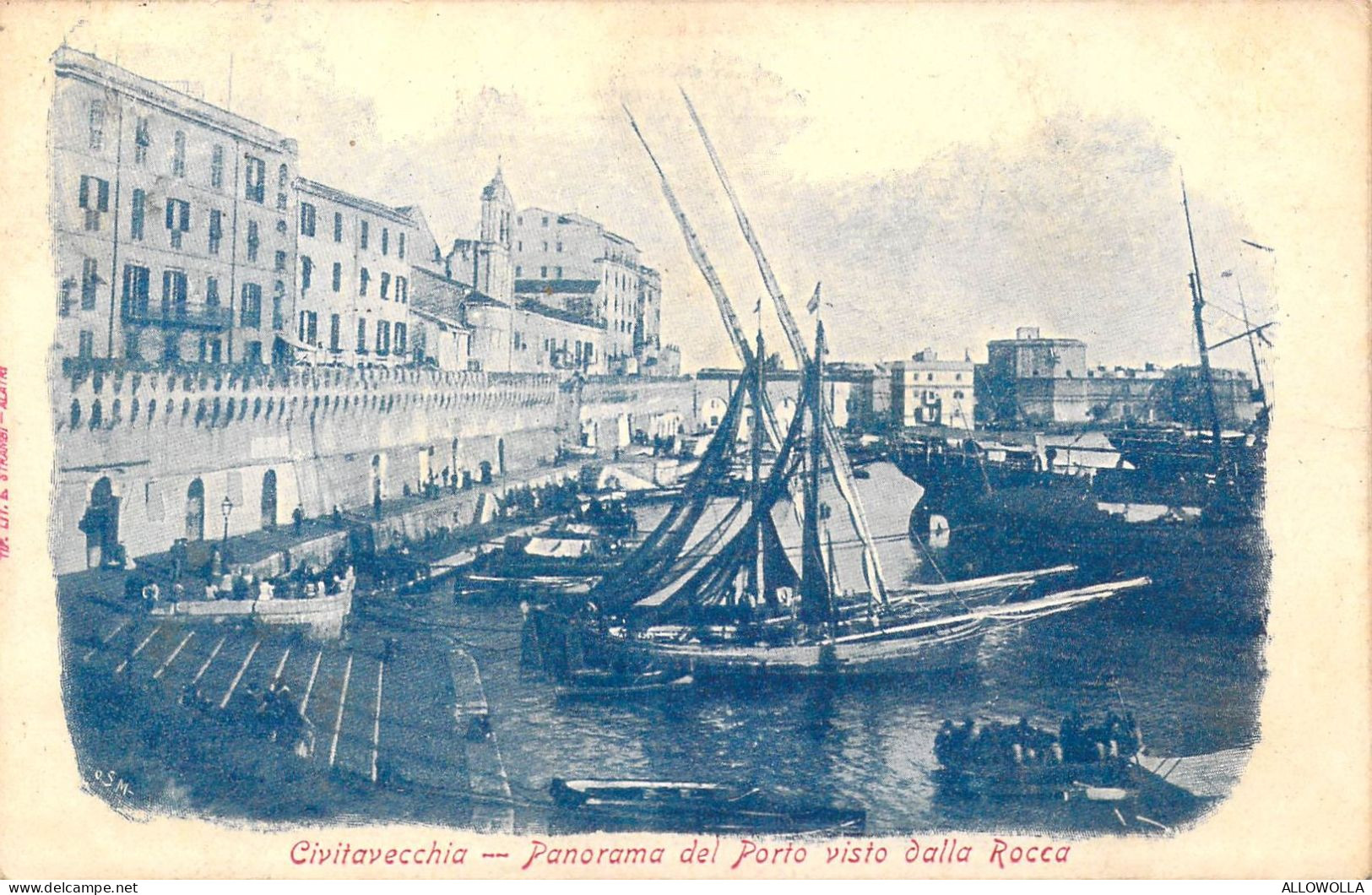 23493 " CIVITAVECCHIA-PANORAMA DEL PORTO VISTO DALLA ROCCA " BARCHE-VERA FOTO-CART. POST. SPED.1902 - Civitavecchia