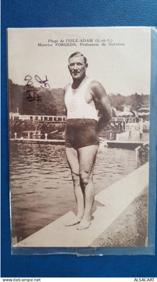 Maurice Forgeon Preffeseur De Natation , Plage De L'isle D'adam S Et O - Zwemmen