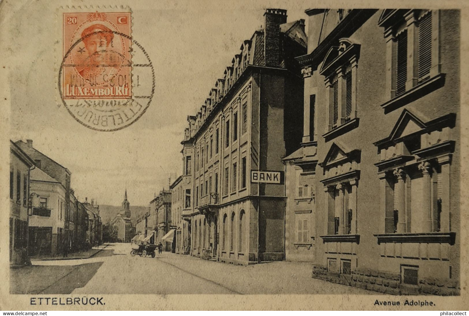 Ettelbruck (Luxembourg) Avenue Adolphe (Bank) 1925 RARE - Ettelbrück