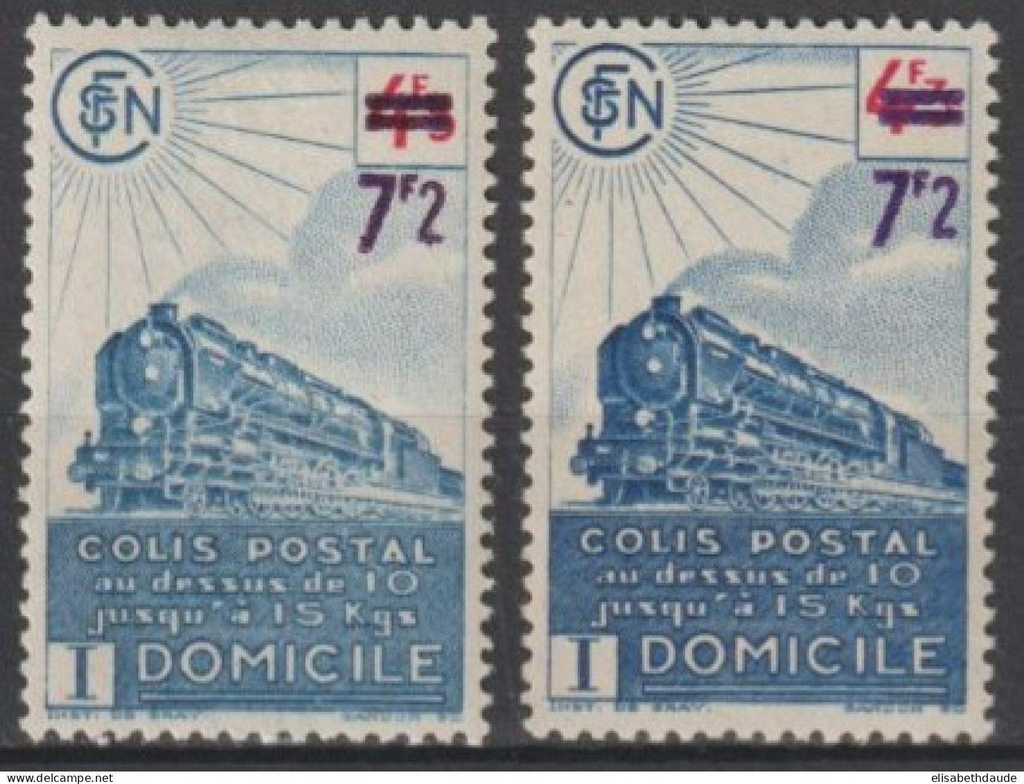 COLIS POSTAUX - 1945 - YVERT N°227A+227B (AVEC ET SANS FILIGRANE !) ** MNH - COTE = 75 EUR. - Mint/Hinged