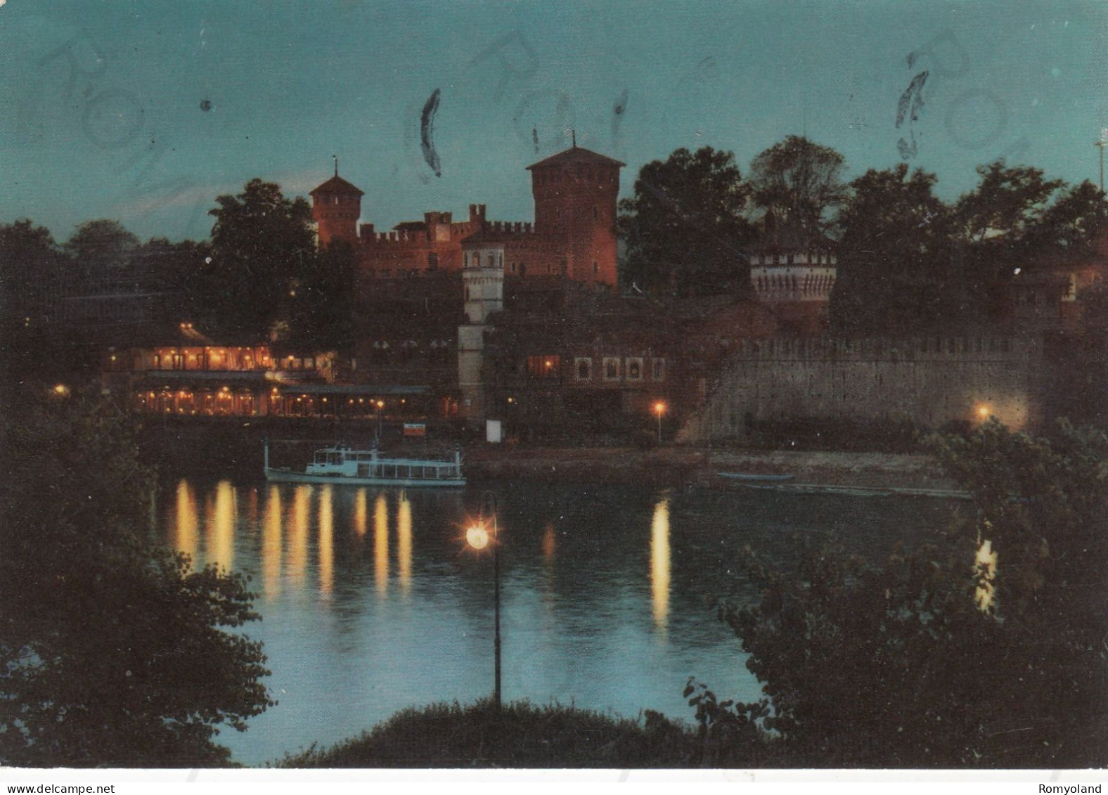 CARTOLINA  TORINO,PIEMONTE-NOTTURNO SUL PO E CASTELLO MEDIOEVALE-STORIA,MEMORIA,CULTURA,BELLA ITALIA,VIAGGIATA 1966 - Fiume Po