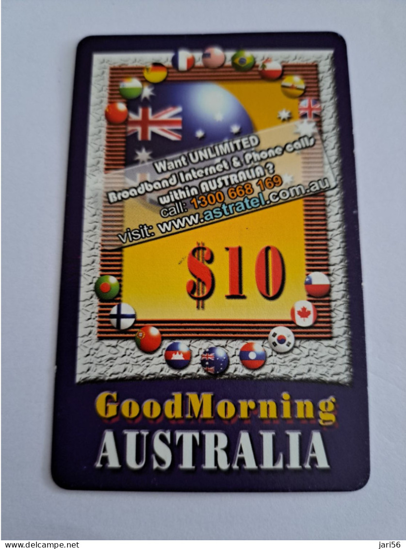 AUSTRALIA  $10,- /GOODMORNING AUSTRALIA / OVERPRINT ASTRATEL / FLAGS/      PREPAID CARD   ** 15543** - Telephones