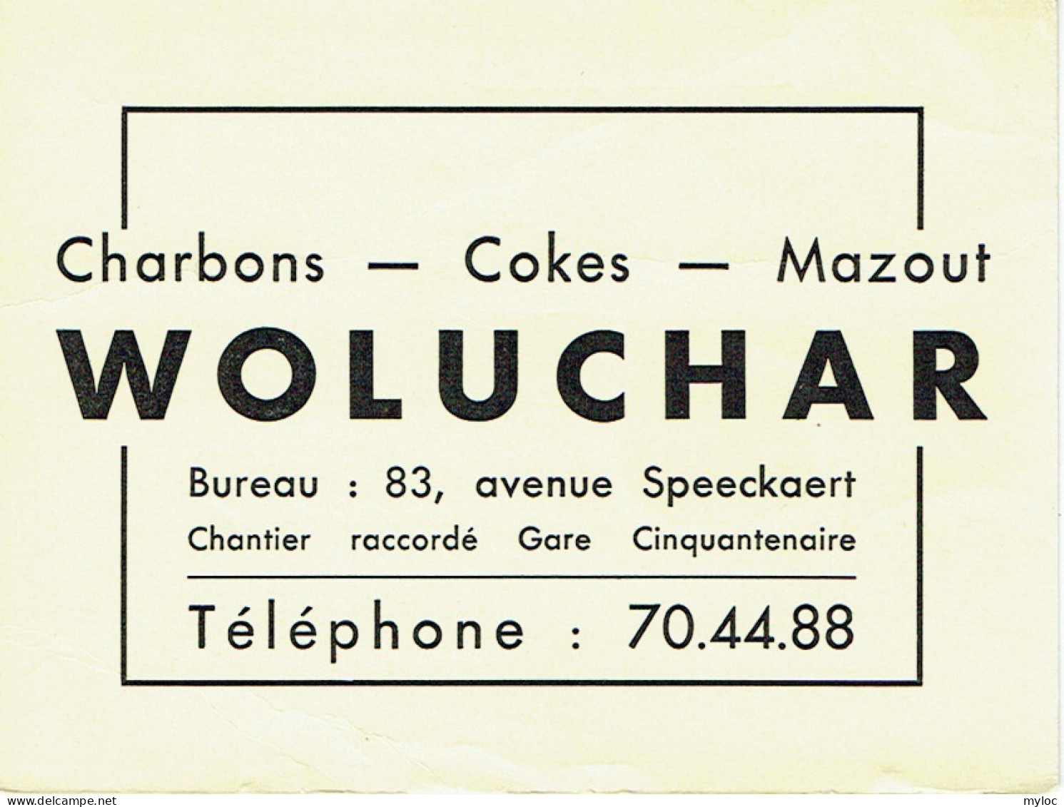 Ancien Buvard. Charbon-Mazout WOLUCHAR, Avenue Speeckaert, Bruxelles. - Gas, Garage, Oil