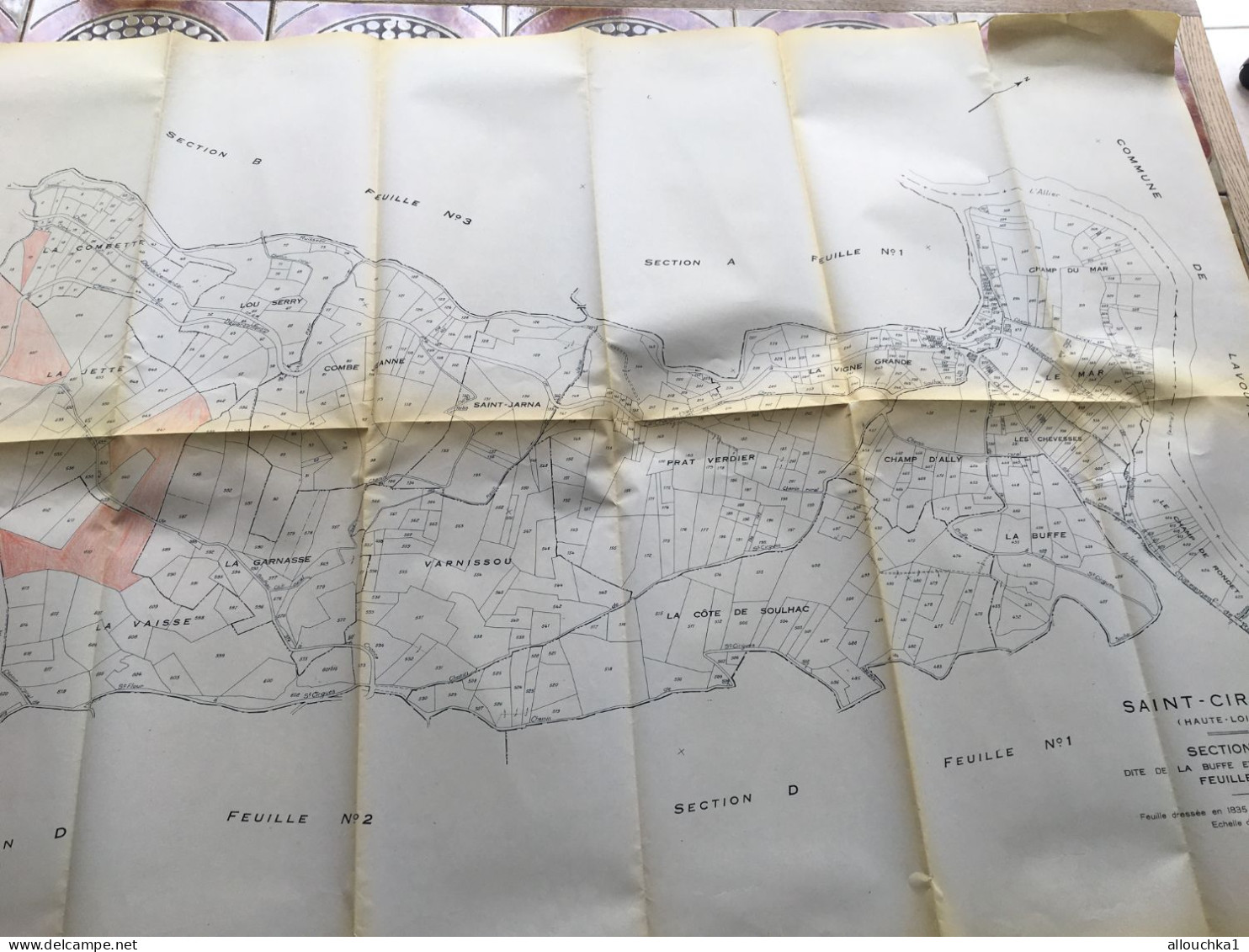 Carte Plan Cadastre Saint-Cirgues (Haute Loire)Secti C Dite De La Buffe & Bois Grand-F.N°2 Dressée:1835 Mise à Jour 1954 - Otros Planes