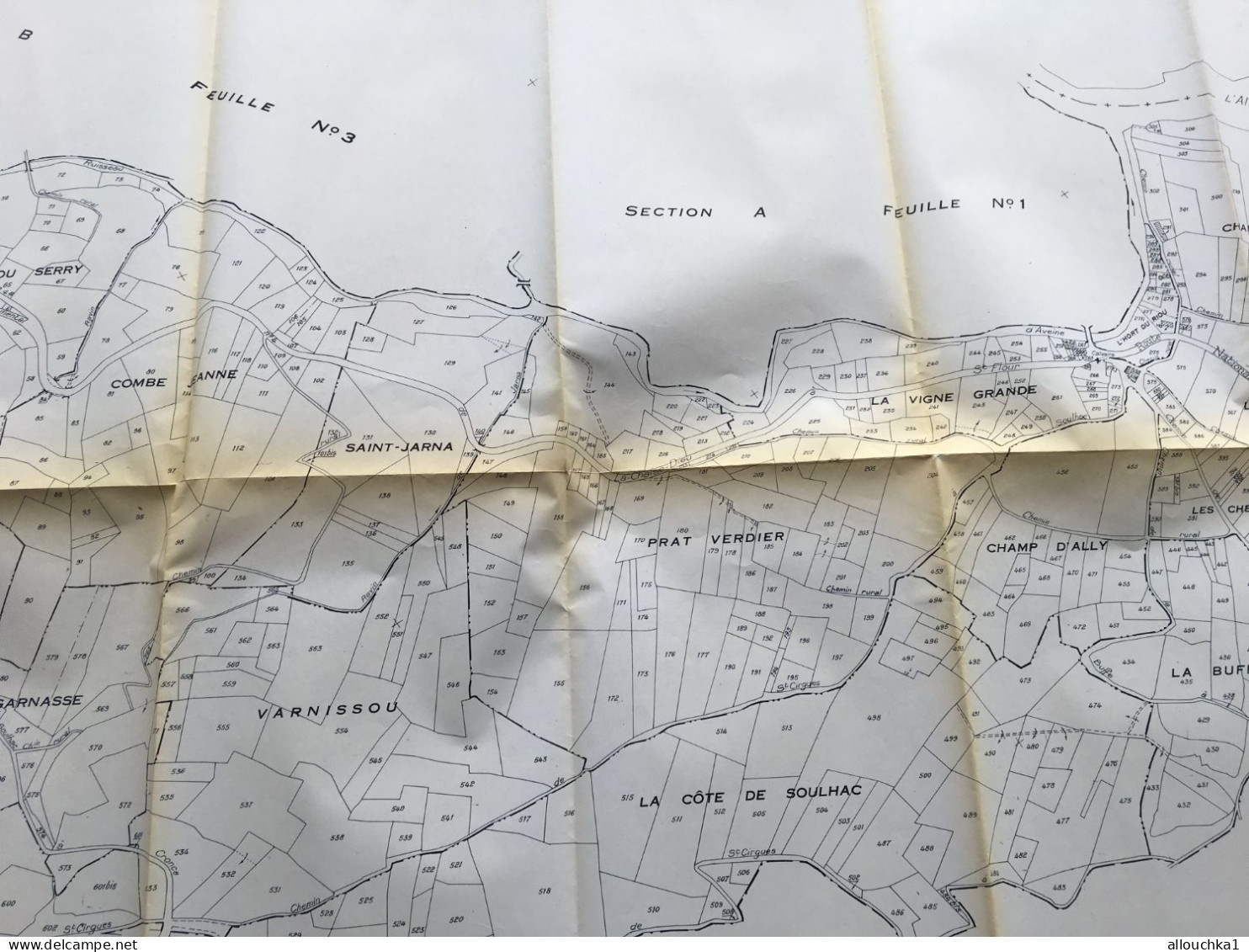 Carte Plan Cadastre Saint-Cirgues (Haute Loire)Secti C dite de la Buffe & Bois Grand-F.N°2 dressée:1835 mise à jour 1954