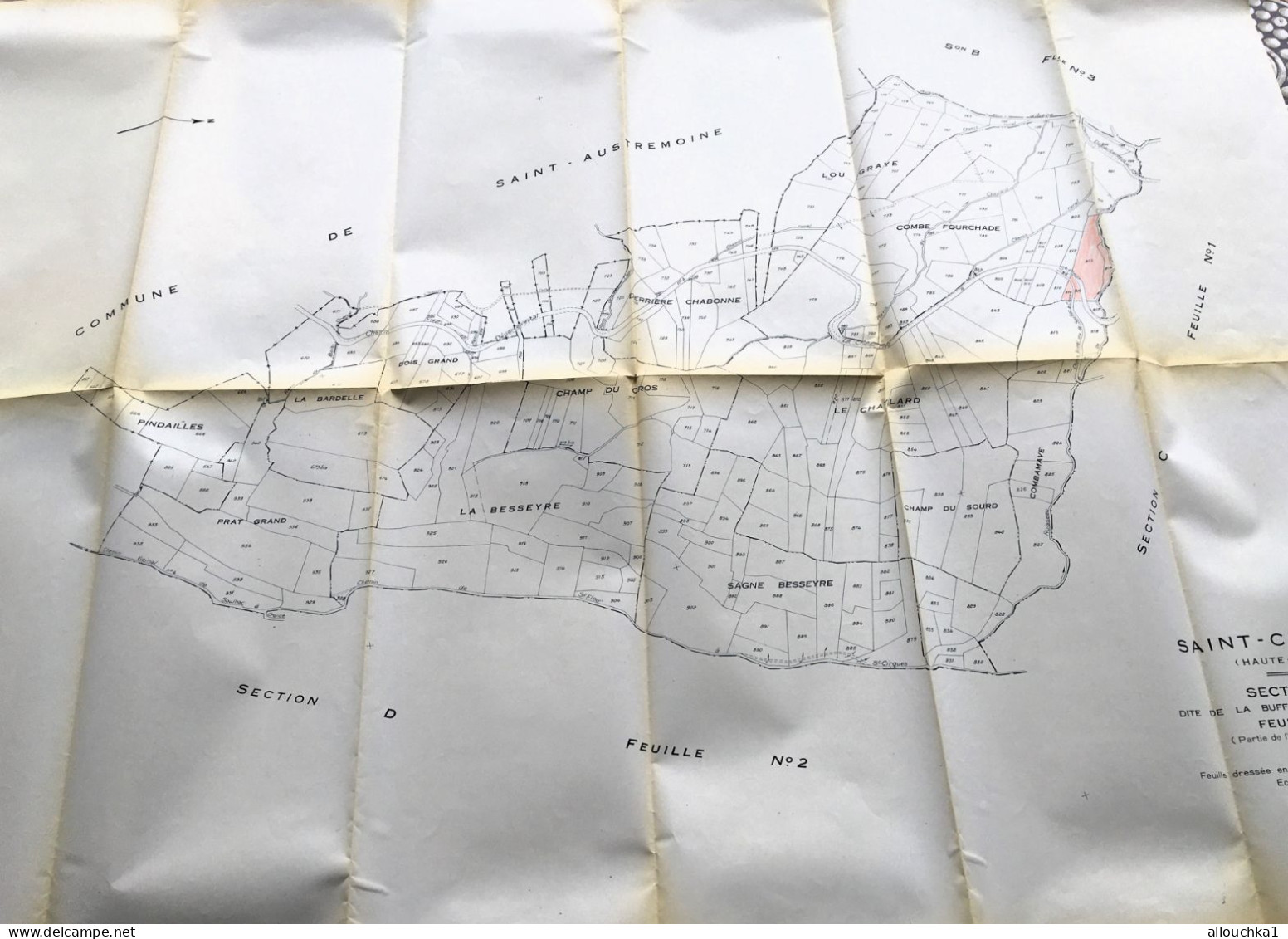 Carte Plan Cadastre Saint-Cirgues(Haute Loire)SectionC Dite De La Buffe & Bois Grand-F.N°1 Dressée:1835 Mise à Jour 1954 - Other Plans