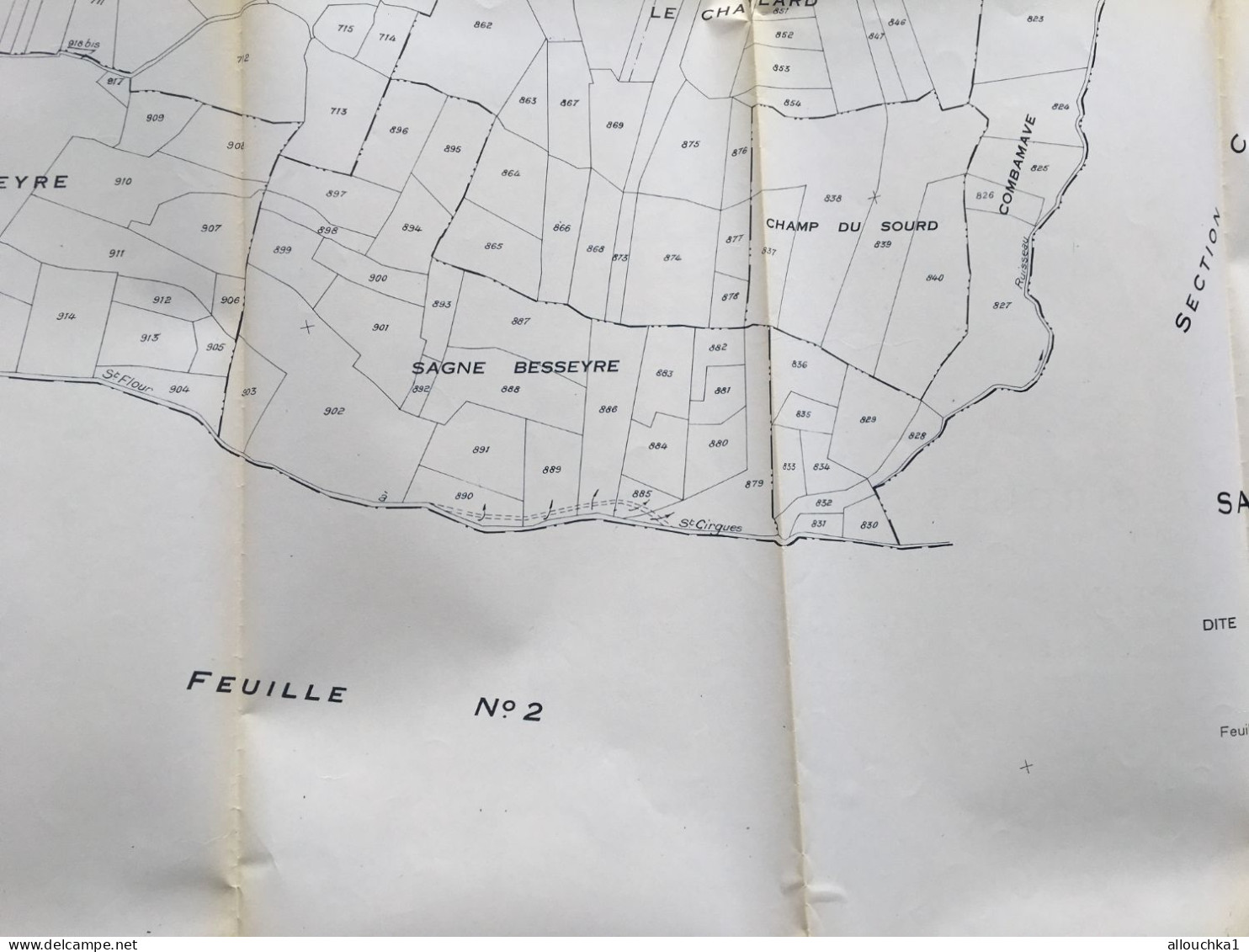 Carte Plan Cadastre Saint-Cirgues(Haute Loire)SectionC dite de la Buffe & Bois Grand-F.N°1 dressée:1835 mise à jour 1954