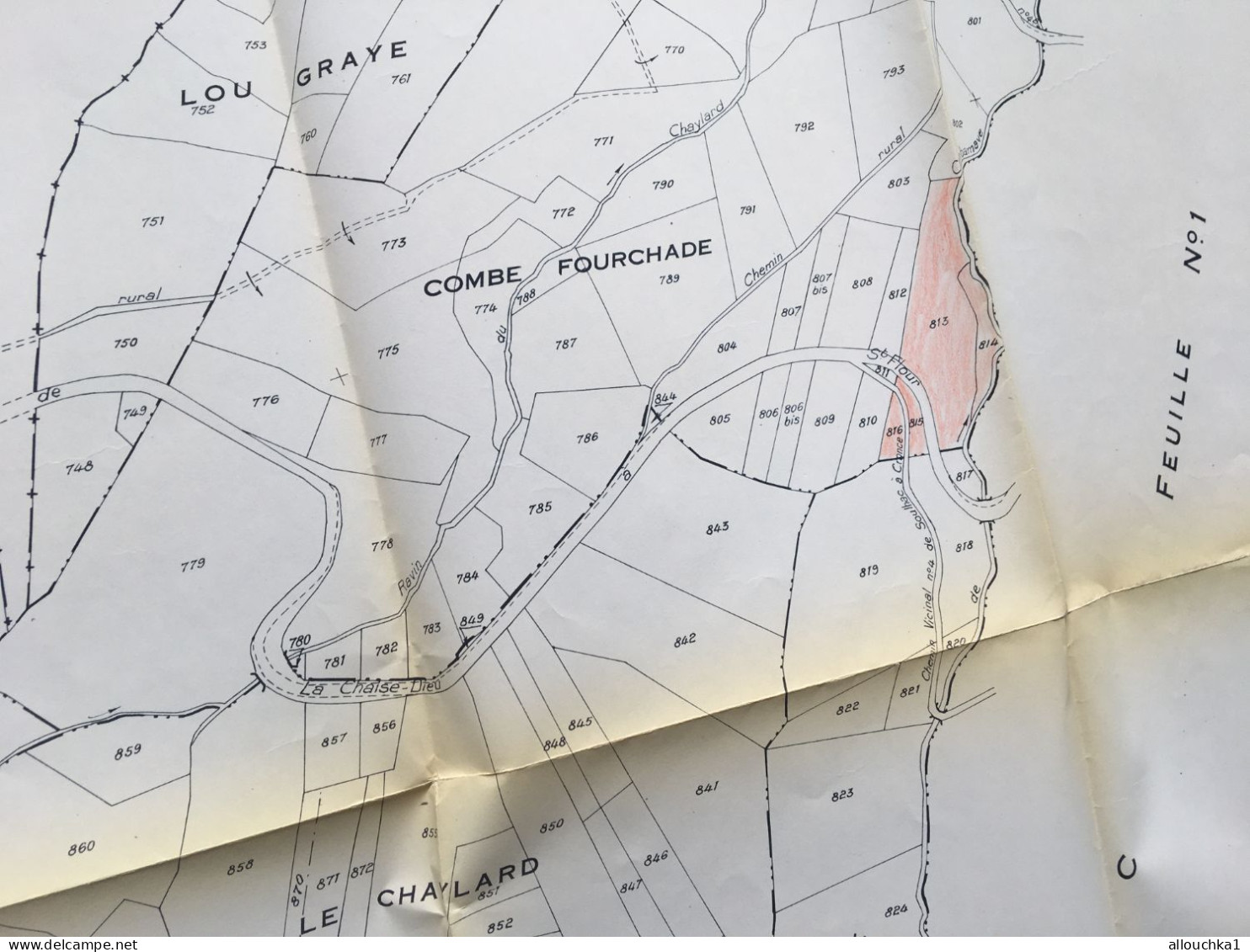 Carte Plan Cadastre Saint-Cirgues(Haute Loire)SectionC dite de la Buffe & Bois Grand-F.N°1 dressée:1835 mise à jour 1954