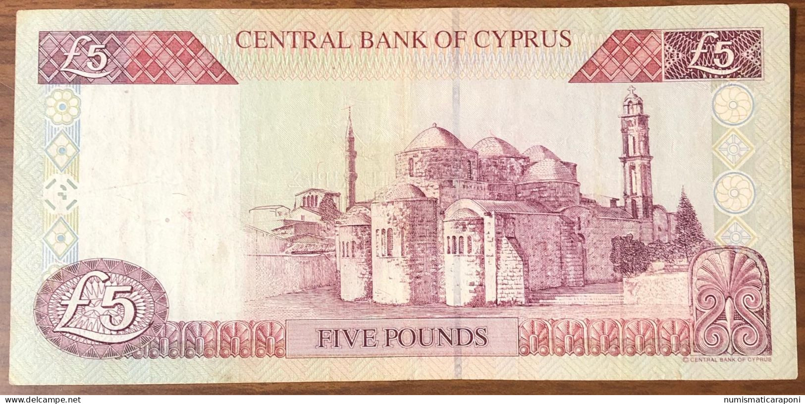 Cyprus Cipro 1997 Central Bank Of Cipro 5 Pounds Bel Bb+ Naturale Lotto.256 - Chipre