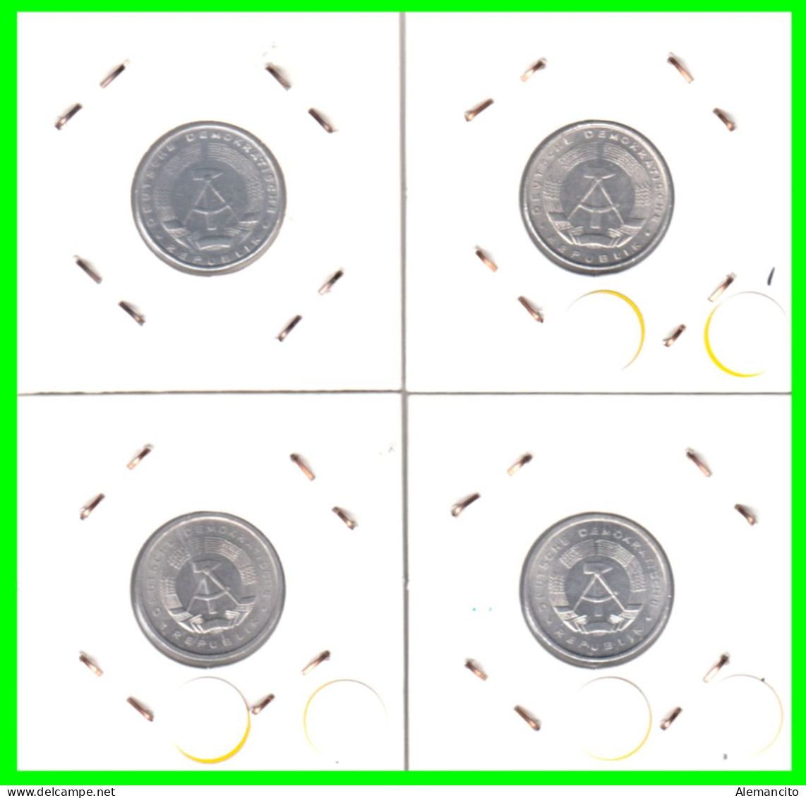 REPUBLICA DEMOCRATICA DE ALEMANIA ( DDR ) 4 MONEDAS DE 5 PFENNING AÑO 1968 - 1972 - 1983 -  1988 - CECA-A - 5 Pfennig