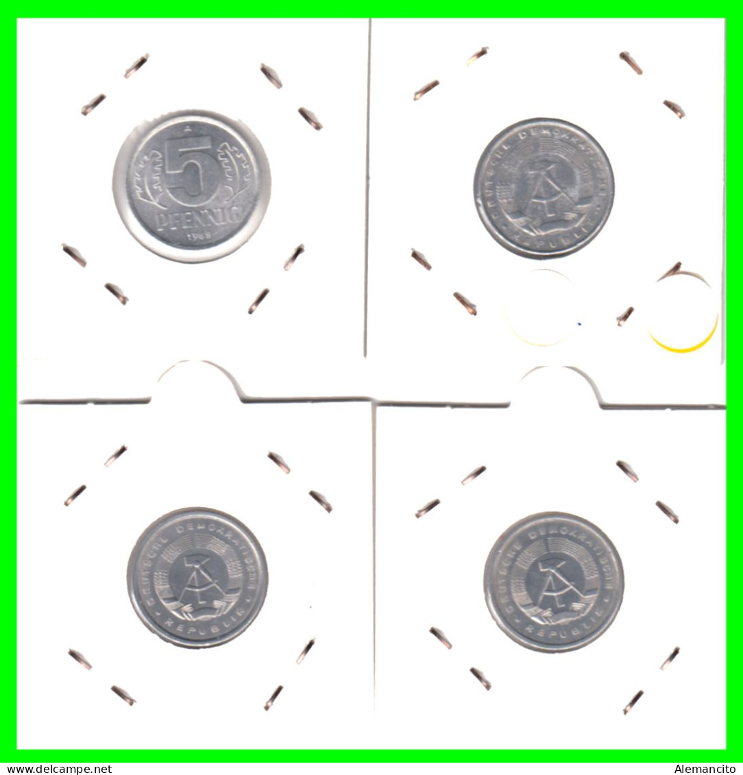 REPUBLICA DEMOCRATICA DE ALEMANIA ( DDR ) 4 MONEDAS DE 5 PFENNING AÑO 1968 - 1975 - 1983 -  1989 - CECA - A - 5 Pfennig