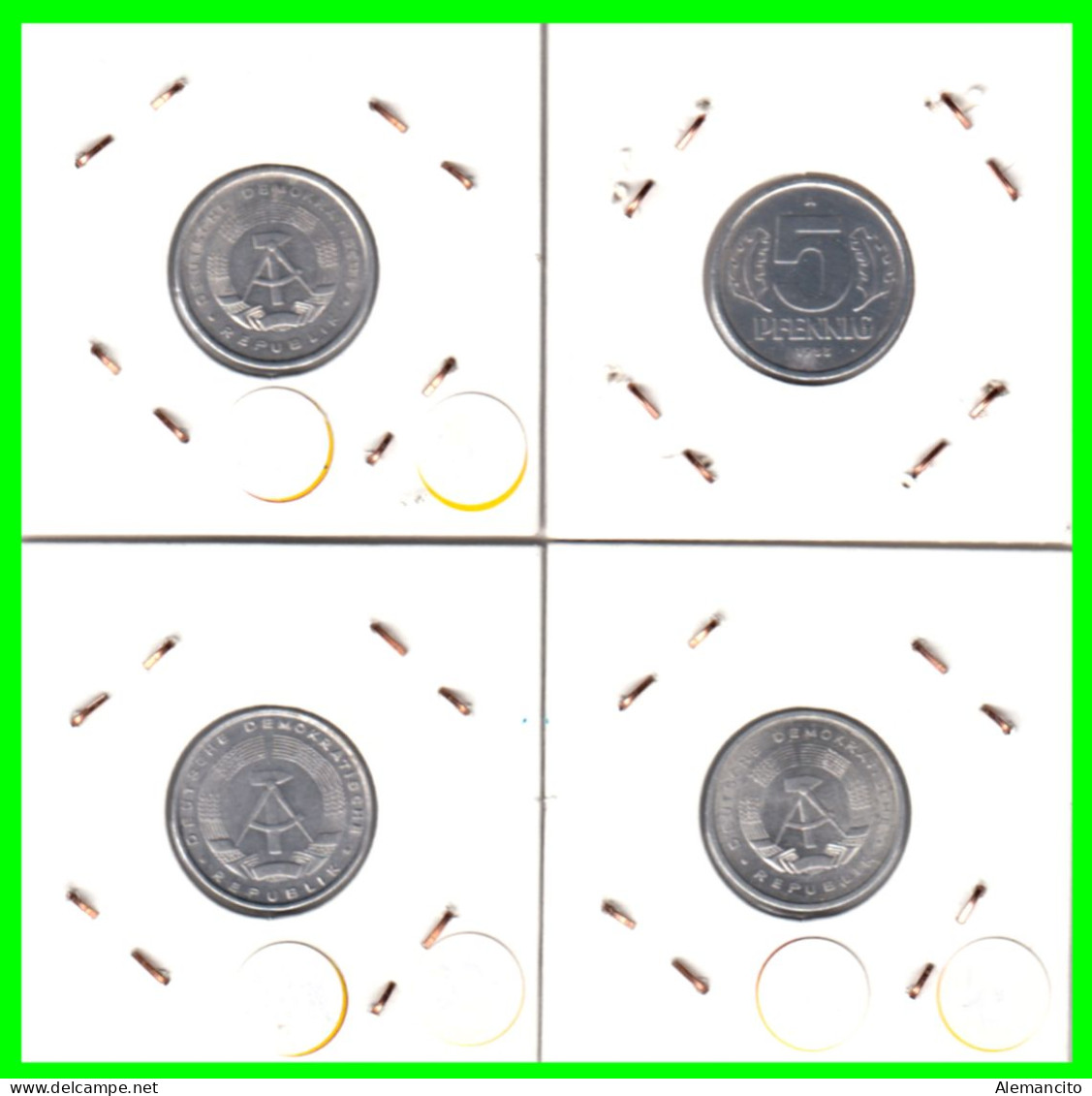 REPUBLICA DEMOCRATICA DE ALEMANIA ( DDR ) 4 MONEDAS DE 5 PFENNING AÑO 1968 - 1979 - 1981 -  1983 - CECA - A - 5 Pfennig