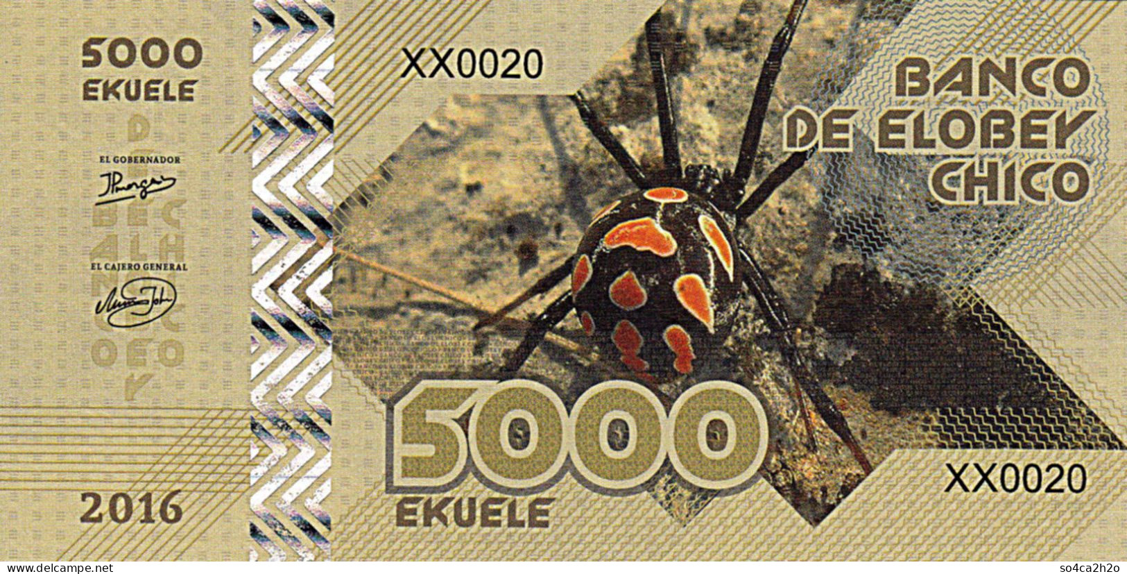 Elobey Chico 5 000 EKUELE 2016 SPIDER Tarantula  UNC - Fiktive & Specimen