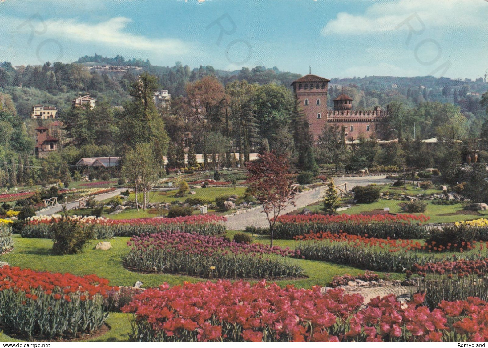 CARTOLINA  TORINO,PIEMONTE-GIARDINI DEL VALENTINO-MEMORIA,CULTURA,RELIGIONE,IMPERO ROMANO,BELLA ITALIA,VIAGGIATA 1963 - Castello Del Valentino