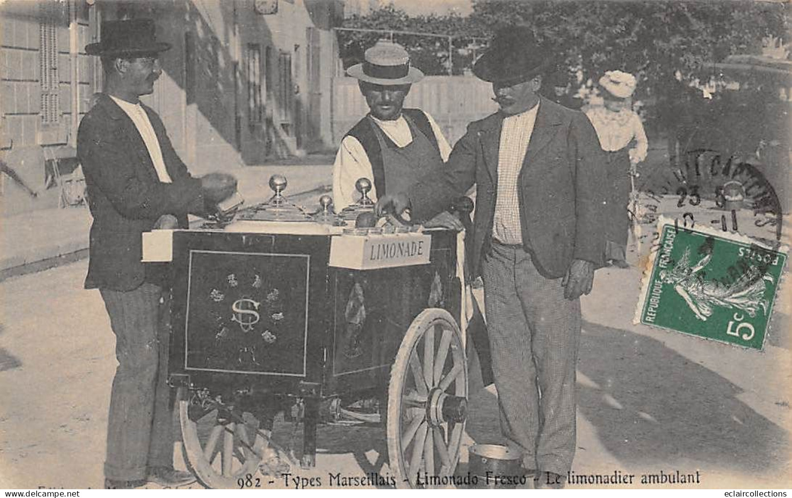 Marseille       13       Types Marseillais    . Le Limonadier Ambulant          (voir Scan) - Straßenhandel Und Kleingewerbe