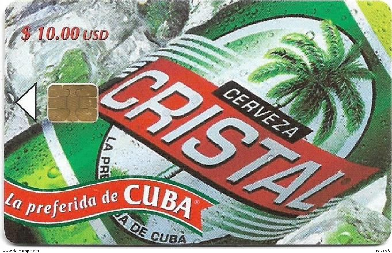 Cuba - Etecsa (Chip) - Beers - Cristal Beer (1st Edition), 01.2002, 10$, 50.000ex, Used - Kuba
