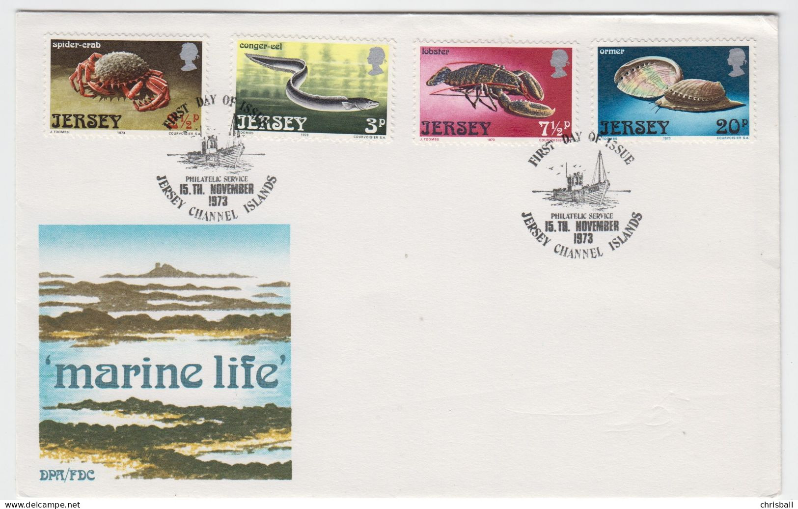 Jersey 1973 Marine Life Set 4 On FDC - Jersey