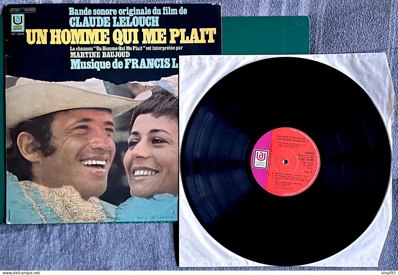 1969 - Bande Originale Du Film De Claude Lelouch "Un Homme Qui Me Plait" Avec Belmondo - LP 33T - United Artists - Musique De Films