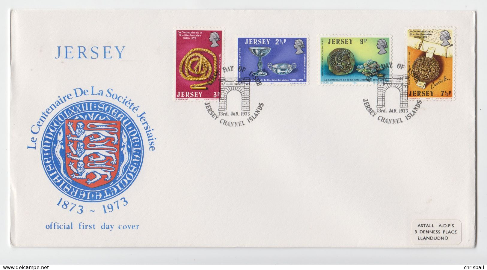 Jersey 1973 Museum Set 4 On FDC - Jersey