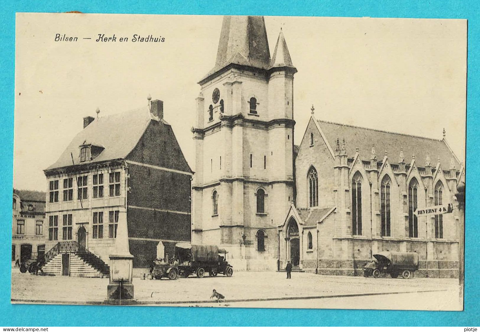 * Bilzen - Bilsen (Limburg) * Kerk En Stadhuis, église Et Hotel De Ville, Grand'Place, Oldtimer Camion, Animée - Bilzen