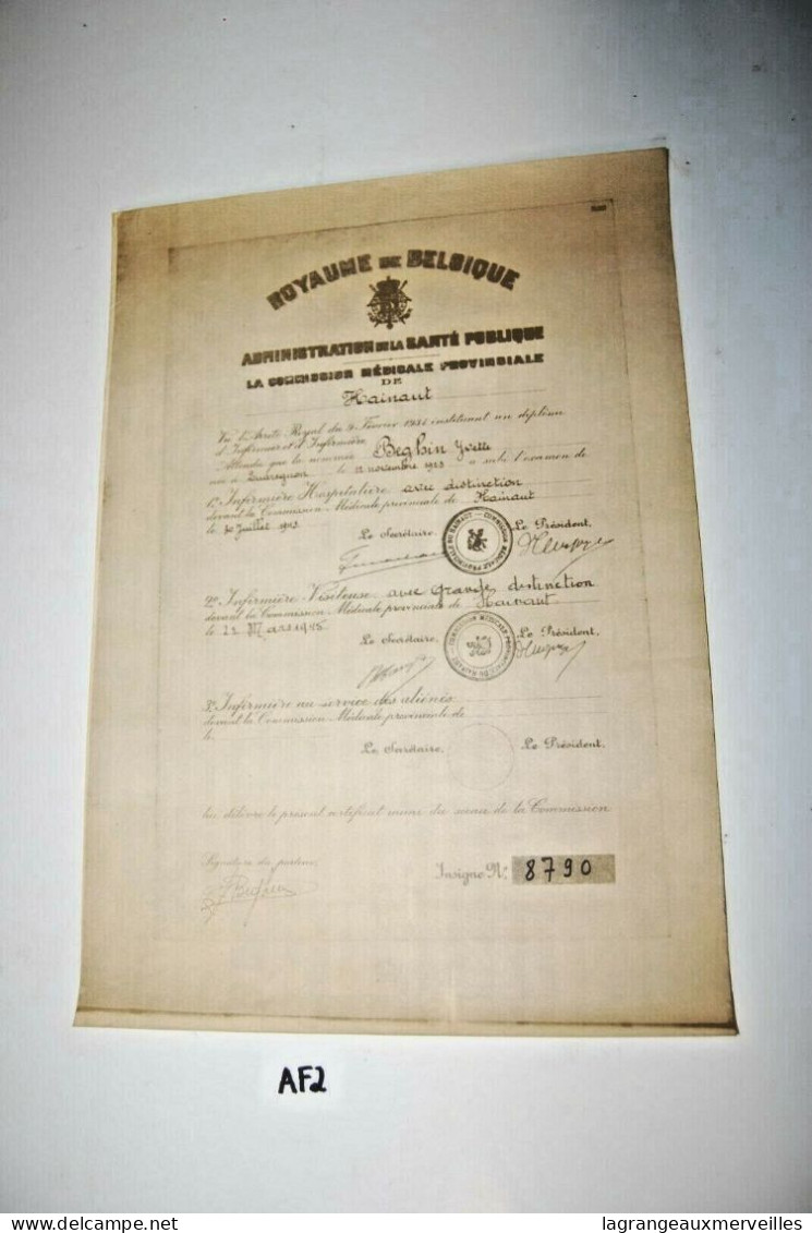 AF2 Ancien Diplôme - 1943 - Quaregnon - Ecole - Diplômes & Bulletins Scolaires