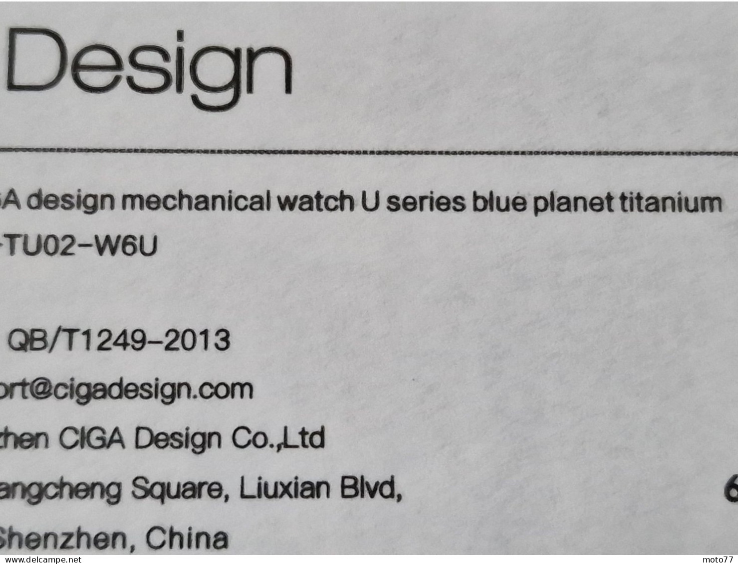 Montre de Collection AUTOMATIQUE CIGA Design - TITANE 2 bracelets Caoutchouc & carbone - Prix Horlogerie Suisse 2021