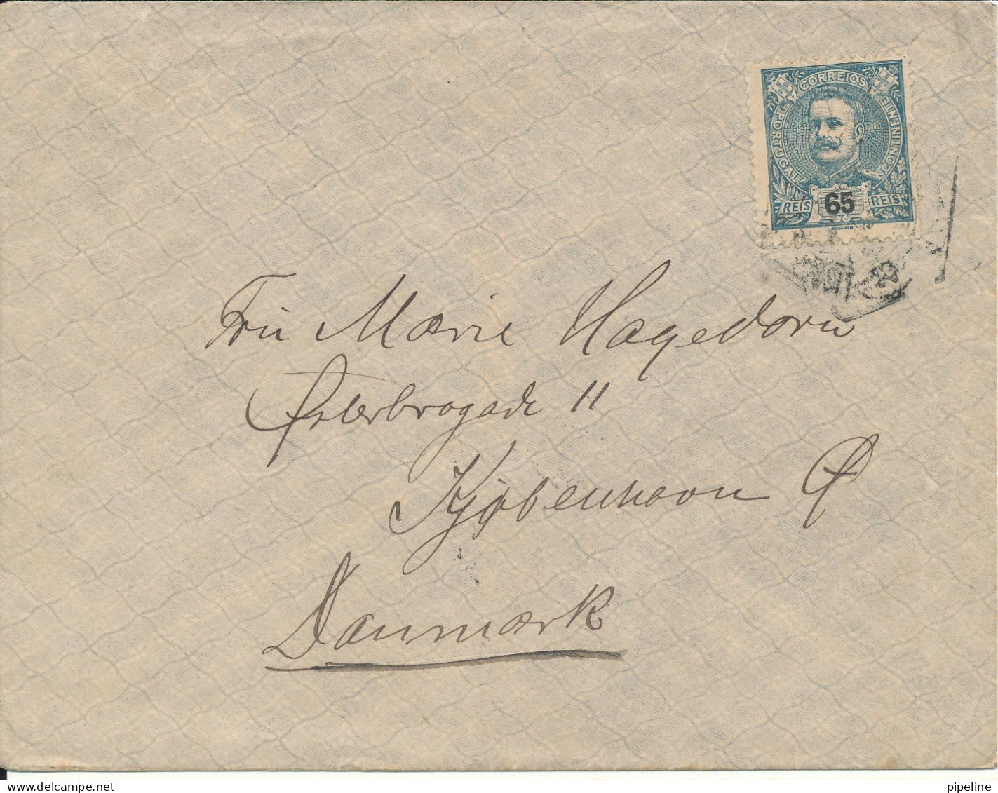 Portugal Single Franked Cover 65 Reis Sent To Denmark And Received Copenhagen 28-3-1903 - Covers & Documents