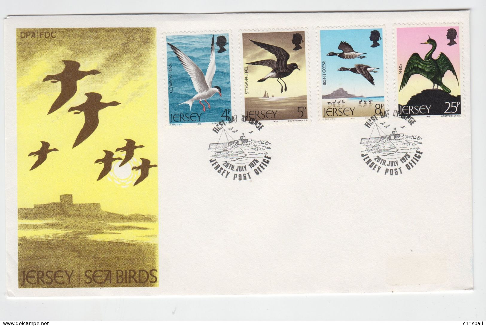 Jersey 1975 - Sea Birds Set 4 On FDC - Jersey