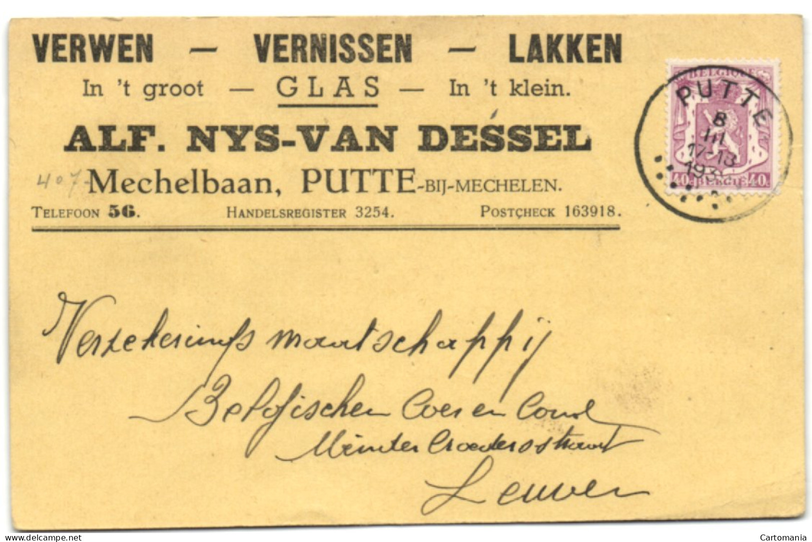 Putte-bij-Mechelen - Alf. Nys-Van Dessel - Verwen - Vernissen - Lakken - Putte