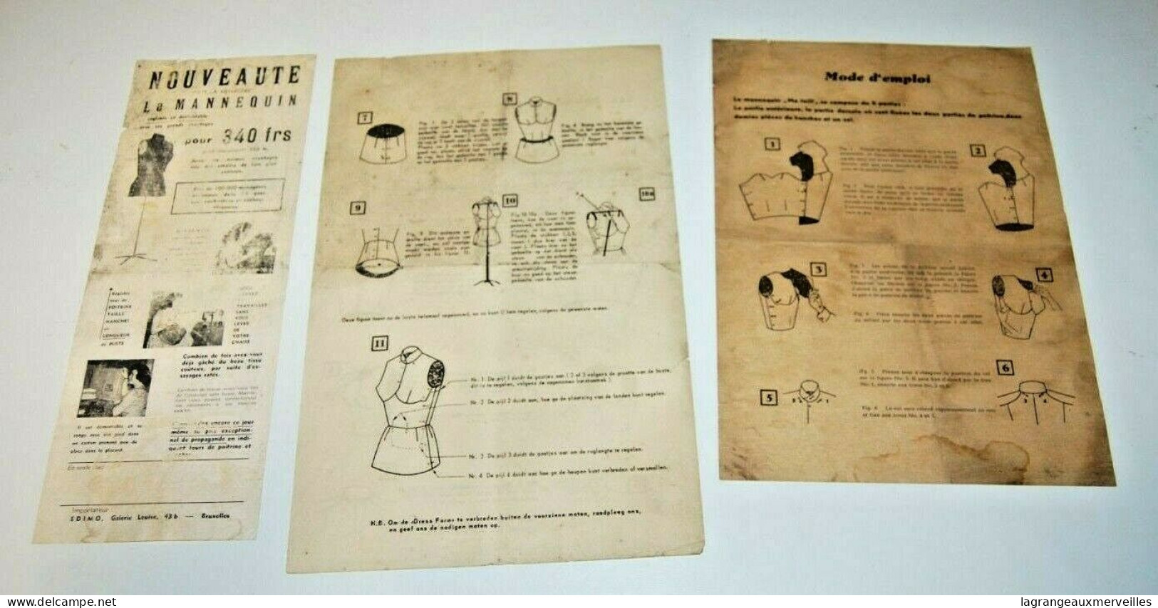 AF2 Ancien Document - Modèle De Couture - Vintage - Mannequin - Supplies And Equipment