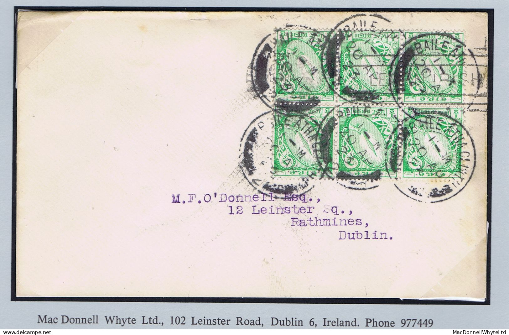 Ireland 1922-23 Watermark Se ½d Sword Block Of 6 On M F O'Donnell First Day Cover BAILE ATHA CLIATH 20 AP 23 - FDC