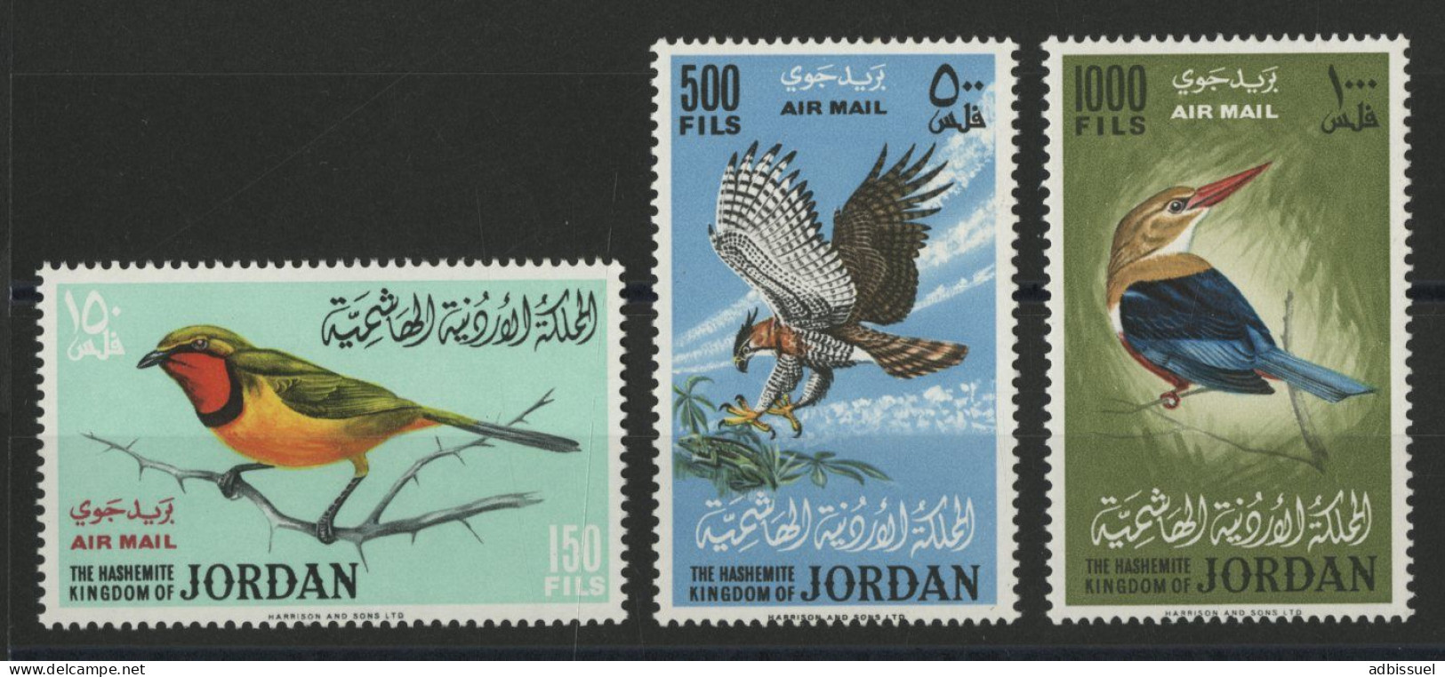 JORDAN N° 25 à 27 (Mi 490 à 492A) POSTE AERIENNE Neufs Sans Charnière ** (MNH) OISEAUX BIRDS TB Aucun Défaut - Jordanien