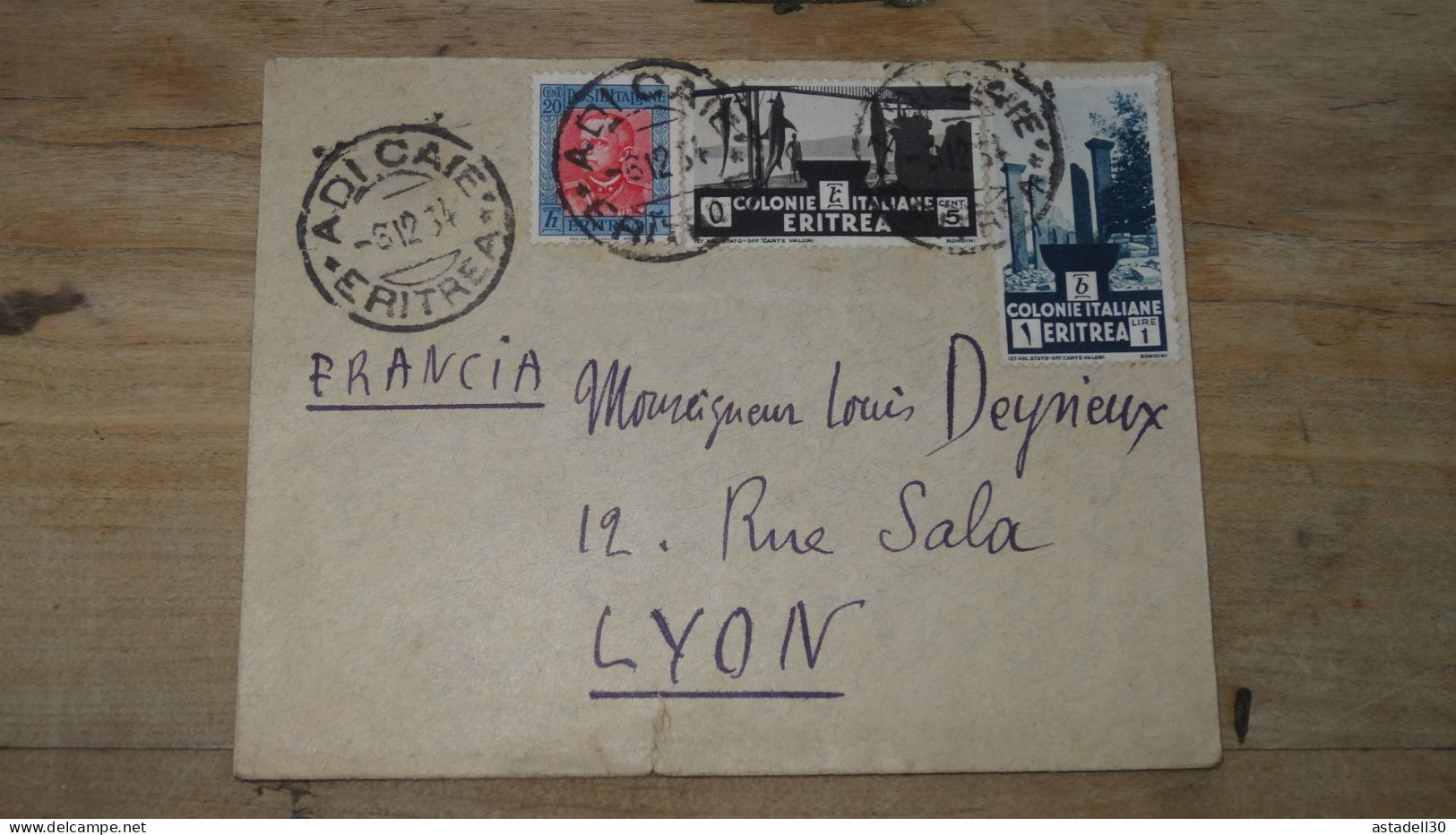 Enveloppe ERITREA Pour La France 1934  ..........Boite-2........ 4 - Eritrée