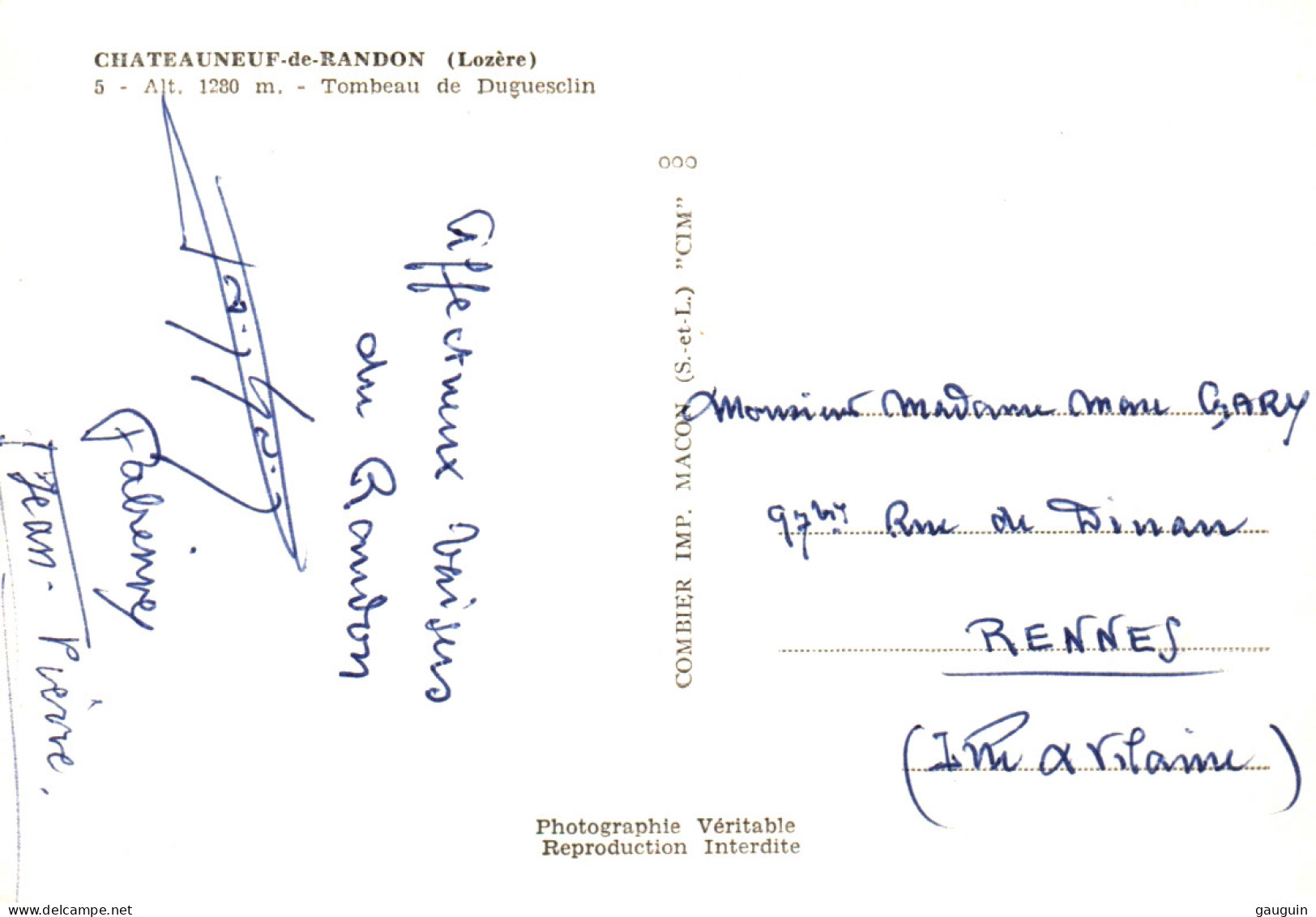 CPSM - CHÂTEAUNEUF-de-RANDON - Tombeau De Duguesclin - Edition Combier - Chateauneuf De Randon