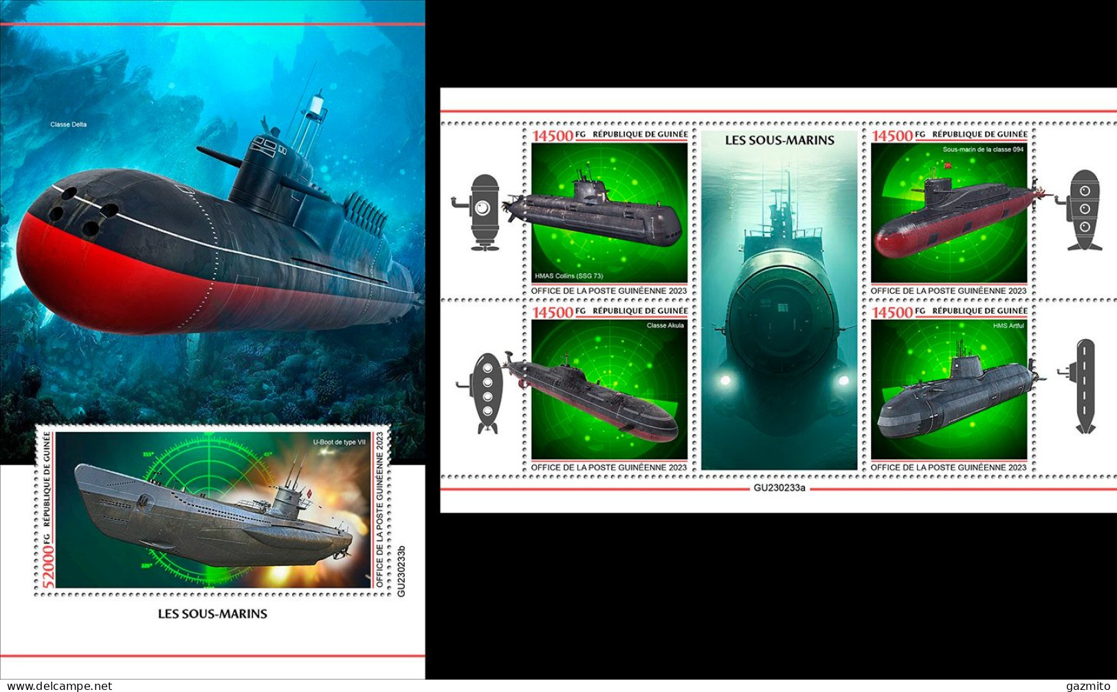 Guinea 2023, Submarines, 4val In BF+BF - Submarines