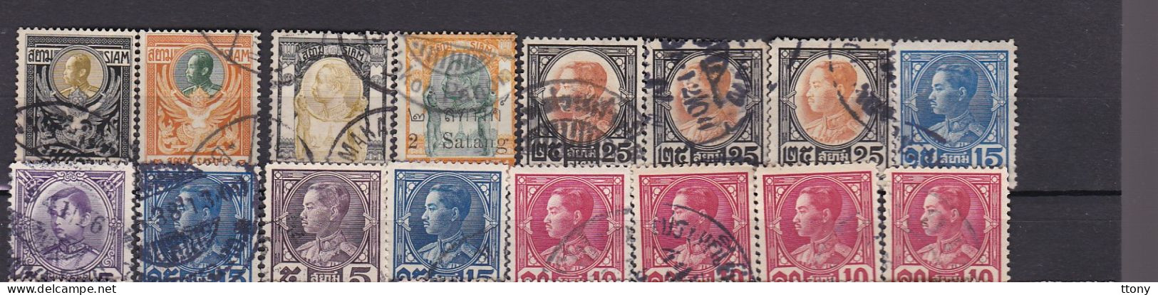 57 Timbres Oblitérés  Asie Siam    &   Siam  Air-mail - Siam