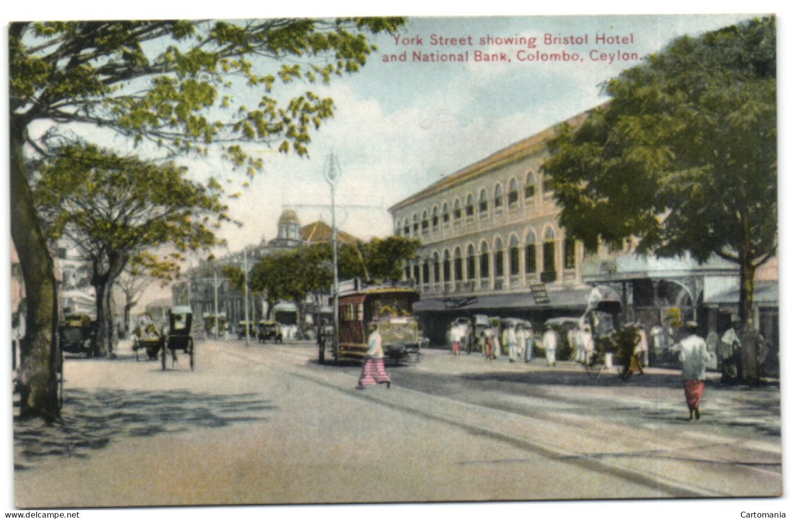 York Street Showing Bristol Hotel And National Bank - Colombo - Ceylon - Sri Lanka (Ceylon)