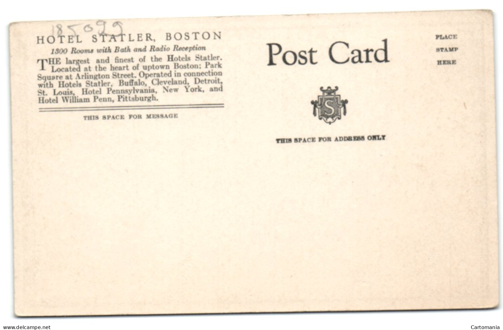 Hotel Statler - Boston - Park Square At Arlington Street - Boston