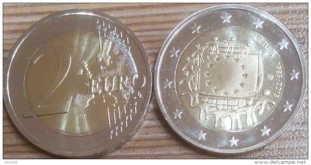 Lithuania 2 Euro 2015 UNC EU Flag 30 Years - Lietuva - Lituanie