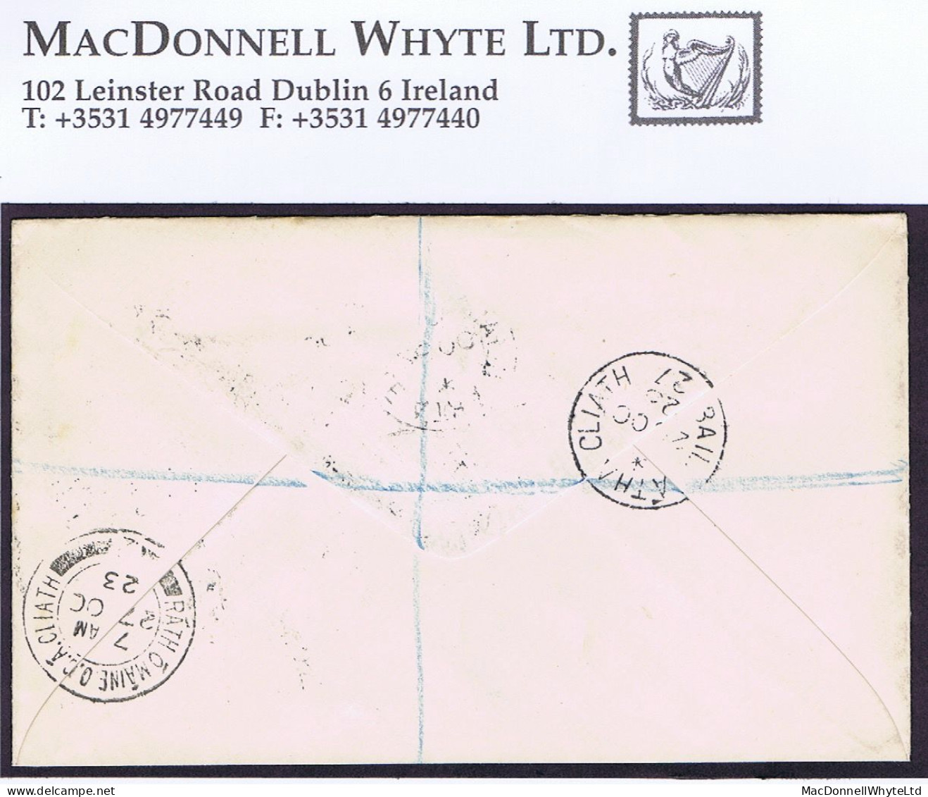 Ireland 1922-23 Watermark Se 9d Arms On M F O'Donnell Registered First Day Cover BAILE ATHA CLIATH 26 OC 23 - FDC