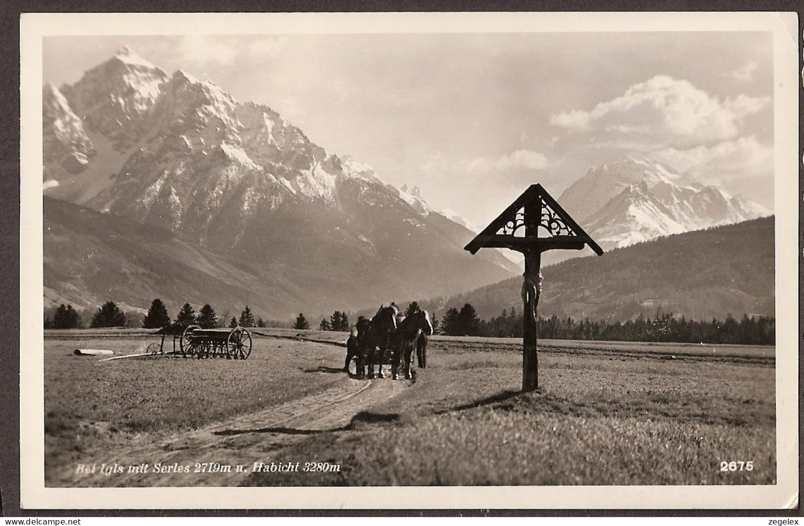 Igls - Mit Serles 2719m. Pferde Und Wagen, Chevaux Et Chariot. Farmer, Landwirt.àgriculteur - Igls